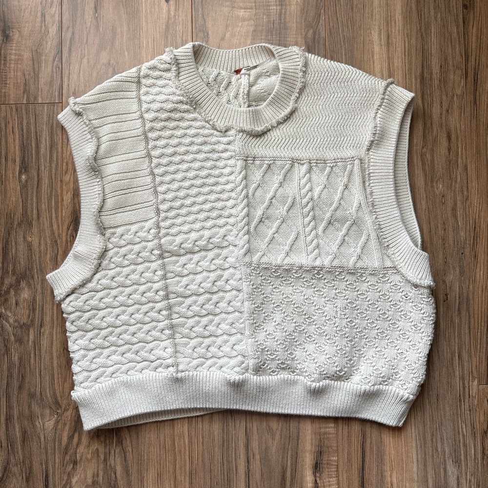 Free People Textured Cream Sweater Vest